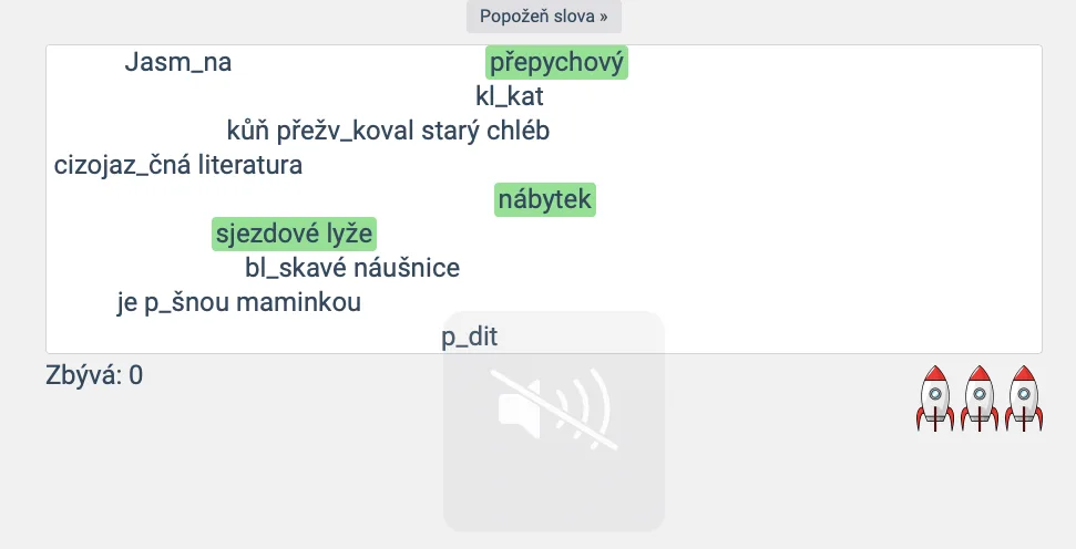 Další minihra na procvičování pravopisu v Umíme česky