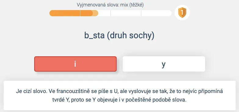 Vysvětlení chyby a pravidla pravopisu v aplikaci Umíme česky