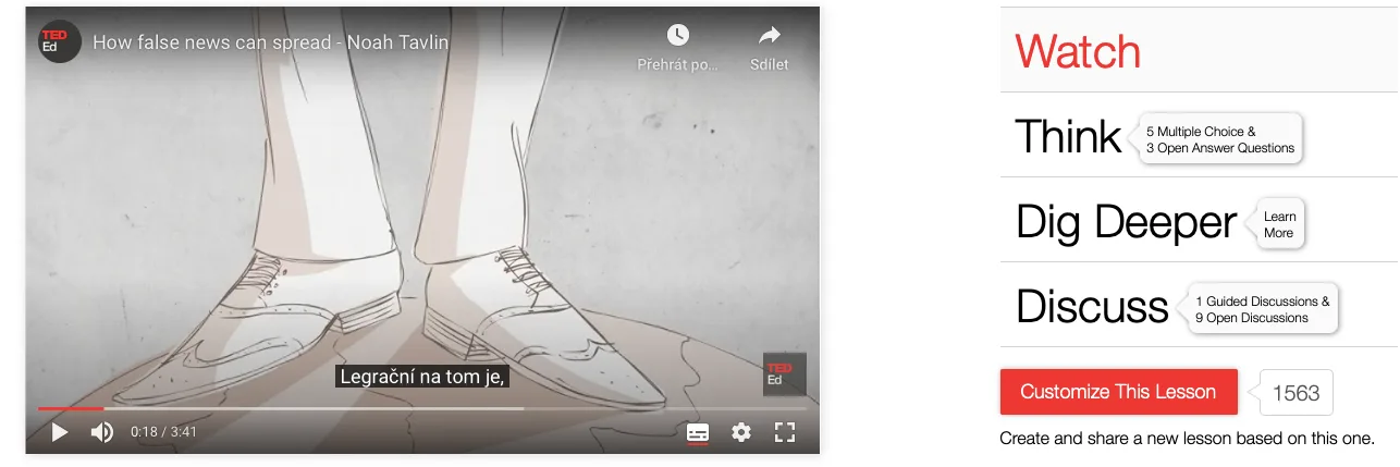 Video a doplňkové aktivity na vzdělávací platformě TEDed