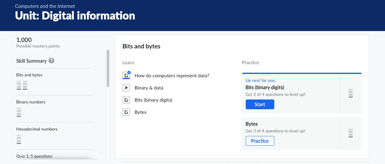 Kurz o digitálních informacích na platformě Khan Academy