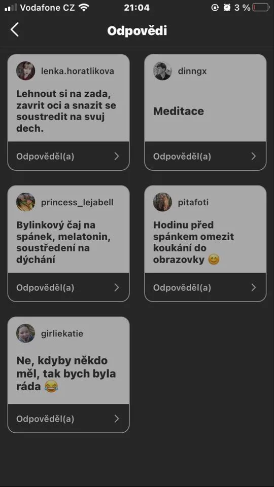 Ukázka ze série instagramových stories ke kampani na knihu Proč spíme