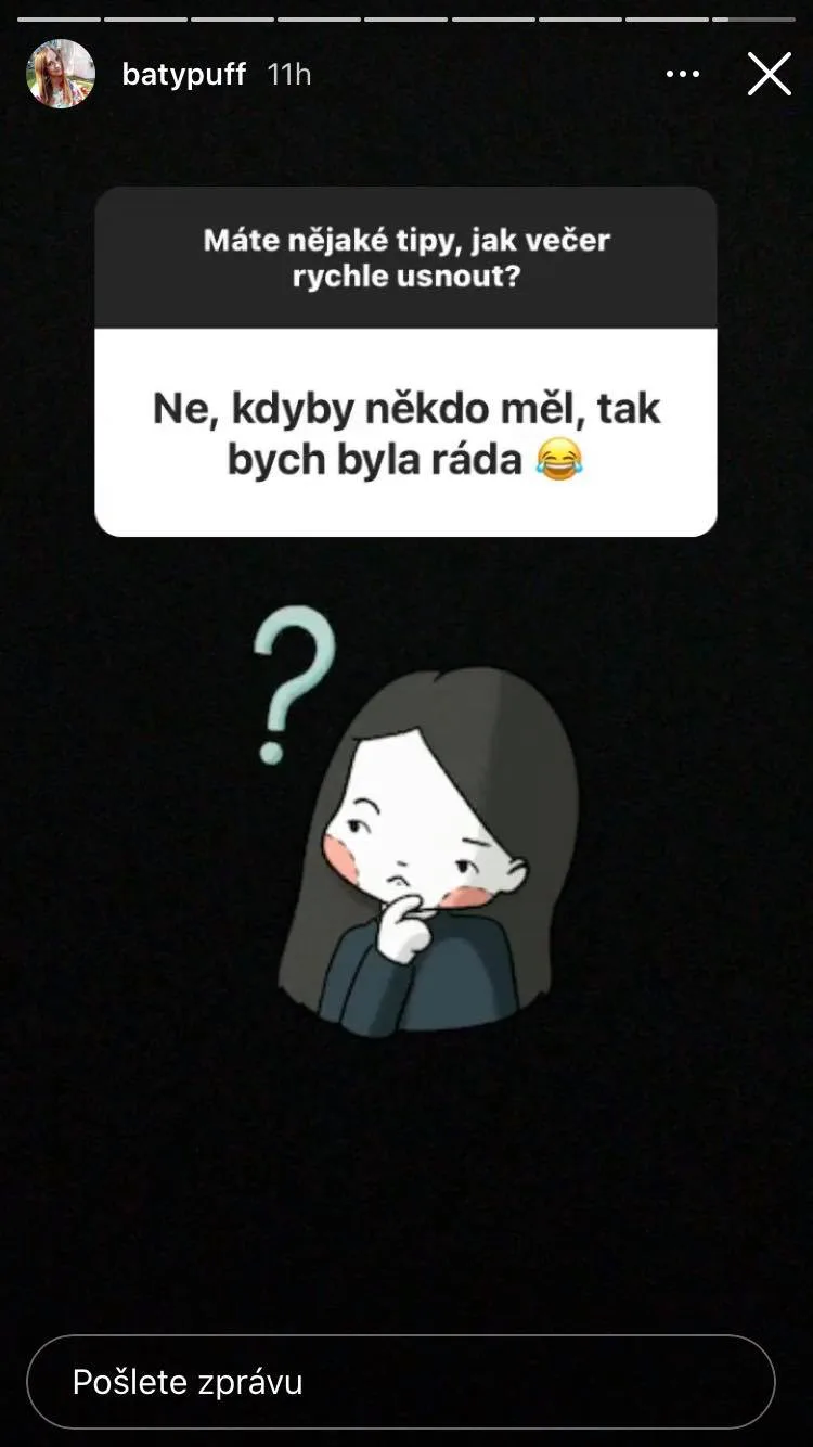Ukázka ze série instagramových stories ke kampani na knihu Proč spíme