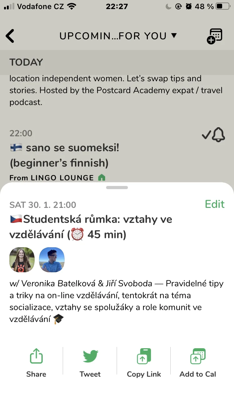 Autorka na sociální síti Clubhouse